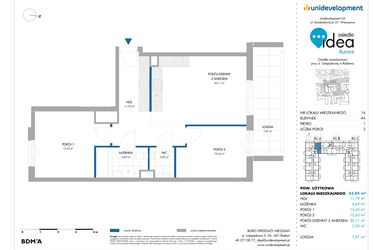 Rzut - Mieszkanie na sprzedaż 3 pokoje o powierzchni 62,81 m² - numer 4A/16 w Osiedle Idea Aurora