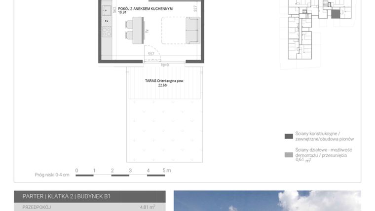 Rzut - Mieszkanie na sprzedaż 1 pokój o powierzchni 28,15 m² - numer M43 w Modern House II