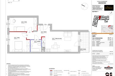 Rzut - Mieszkanie na sprzedaż 3 pokoje o powierzchni 61,63 m² - numer 11.C073 w Ursus Centralny etap V