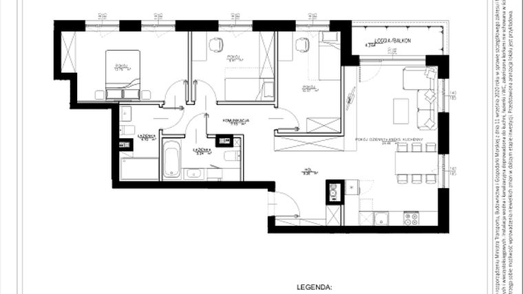 Rzut - Mieszkanie na sprzedaż 4 pokoje o powierzchni 84,29 m² - numer A20 w Osiedle pod Klonami "Klonowa 11"