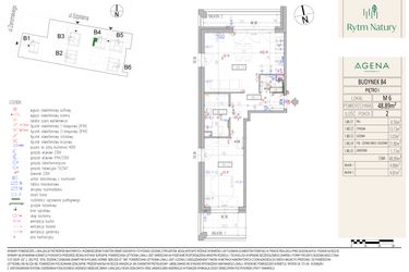 Rzut - Mieszkanie na sprzedaż 2 pokoje o powierzchni 48,89 m² - numer B4M6 w Rytm Natury