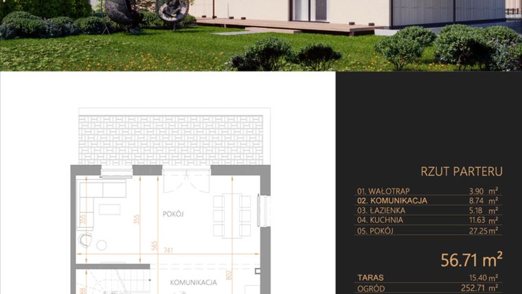 Rzut - Dom na sprzedaż 4 pokoje o powierzchni 101,85 m² - numer C4 w Oaza Tyniecka