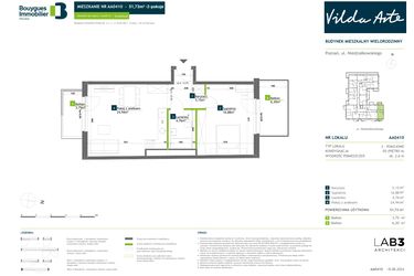 Rzut - Mieszkanie na sprzedaż 2 pokoje o powierzchni 51,73 m² - numer AA0410 w Vilda Arte
