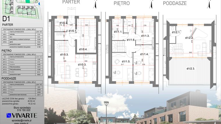 Rzut - Dom na sprzedaż 5 pokoi o powierzchni 128,99 m² - numer D1 w Viva Junacka