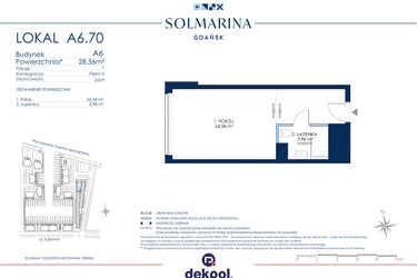 Rzut - Mieszkanie na sprzedaż 1 pokój o powierzchni 28,64 m² - numer A6.70 w Grano Hotel Solmarina