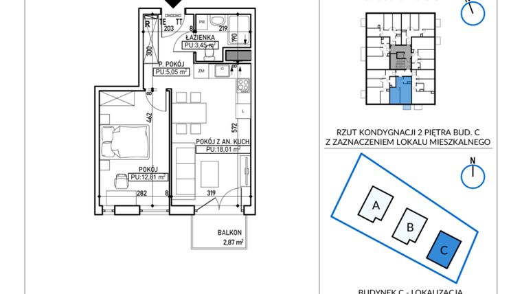 Rzut - Mieszkanie na sprzedaż 2 pokoje o powierzchni 39,32 m² - numer 5-20 w Jodłowicka 5