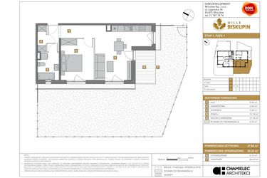 Rzut - Mieszkanie na sprzedaż 2 pokoje o powierzchni 48,43 m² - numer C.2 w Wille Biskupin