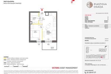 Rzut - Mieszkanie na sprzedaż 2 pokoje o powierzchni 32,2 m² - numer E.105 w Piastova Osada