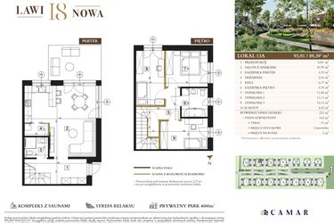 Rzut - Mieszkanie na sprzedaż 4 pokoje o powierzchni 89,39 m² - numer 13A w Lawinowa 18
