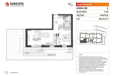 Rzut - Mieszkanie na sprzedaż 2 pokoje o powierzchni 49,33 m² - numer C10.1 w Konstelacja etap V