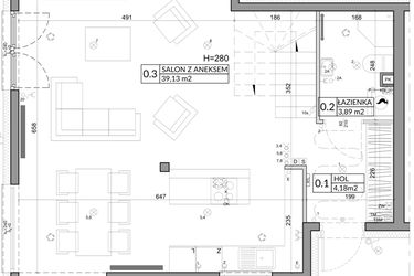 Rzut - Dom na sprzedaż 4 pokoje o powierzchni 100,14 m² - numer 13 w Slow Wilanów