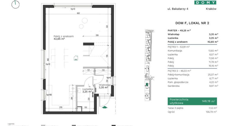 Rzut - Dom na sprzedaż 5 pokoi o powierzchni 149,19 m² - numer F2 w Destino Domy