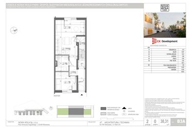 Rzut - Mieszkanie na sprzedaż 2 pokoje o powierzchni 38,31 m² - numer B.3A w Nova Wola Park