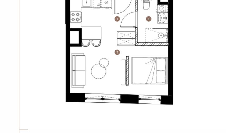 Rzut - Mieszkanie na sprzedaż 1 pokój o powierzchni 28,32 m² - numer LM.01.10.07 w Katowicka Residence