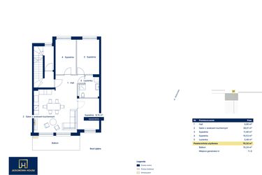 Rzut - Mieszkanie na sprzedaż 4 pokoje o powierzchni 70,32 m² - numer 37 w Nova Jeziorowa 2