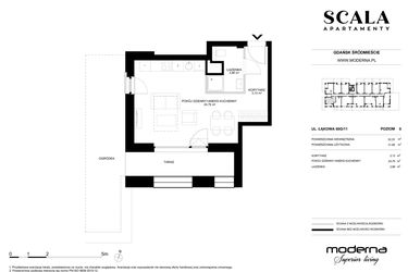 Rzut - Mieszkanie na sprzedaż 1 pokój o powierzchni 32,33 m² - numer G-11 (N) w Scala