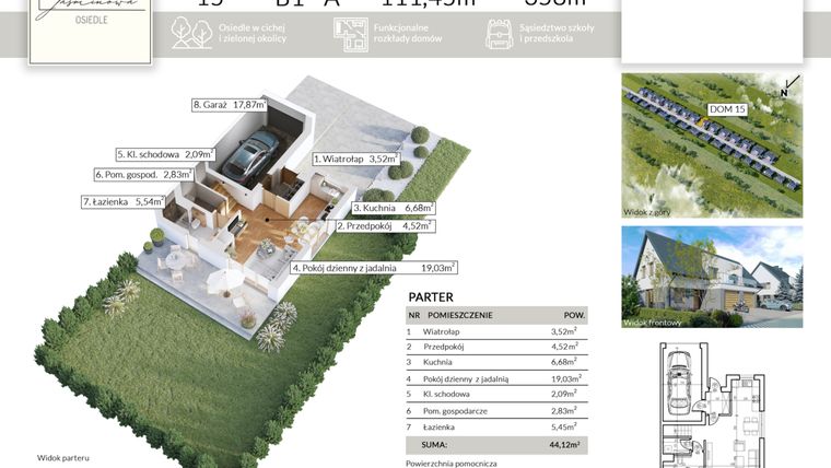Rzut - Dom na sprzedaż 5 pokoi o powierzchni 111,45 m² - numer 15 w Osiedle Jaśminowa