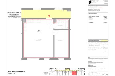 Rzut - Mieszkanie na sprzedaż 2 pokoje o powierzchni 57,54 m² - numer M12 w Pękowicka 96