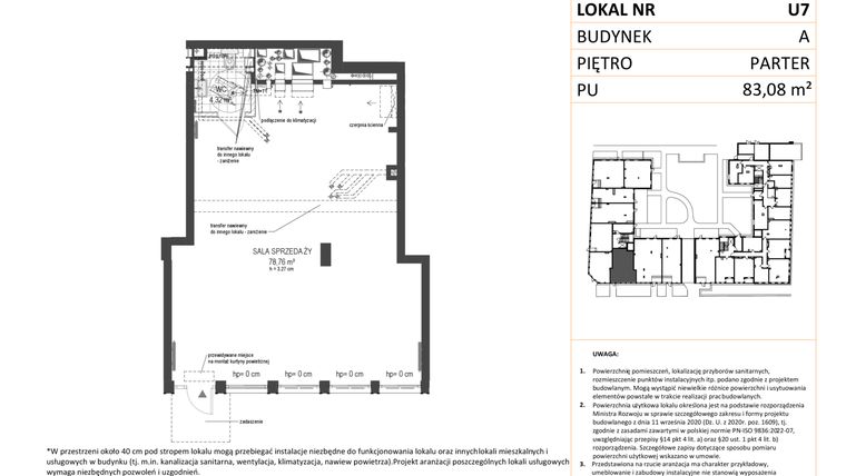 Rzut - Lokal użytkowy na sprzedaż 1 pokój o powierzchni 83,08 m² - numer 7 w Esencja
