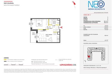 Rzut - Mieszkanie na sprzedaż 2 pokoje o powierzchni 39,14 m² - numer 57 w Neo Nova Ochota 6