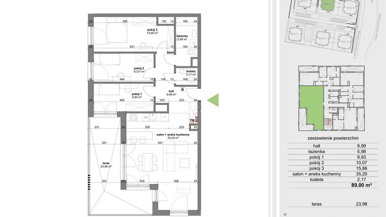 Rzut - Mieszkanie na sprzedaż 4 pokoje o powierzchni 87,63 m² - numer C.7.1 w Park Przy Stawach