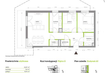 Rzut - Mieszkanie na sprzedaż 3 pokoje o powierzchni 68,97 m² - numer A1.0D95 w Bemowo Vita