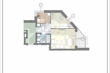 Rzut - Mieszkanie na sprzedaż 2 pokoje o powierzchni 40,9 m² - numer 17 w Residence Przewóz 41