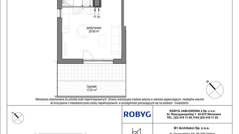 Rzut - Mieszkanie na sprzedaż 2 pokoje o powierzchni 49,15 m² - numer B.0M06 w Kobieli 4