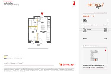 Rzut - Mieszkanie na sprzedaż 2 pokoje o powierzchni 33,92 m² - numer 113 w Metro Art 12