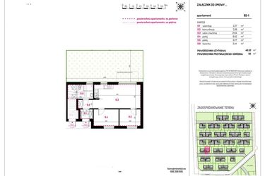 Rzut - Mieszkanie na sprzedaż 3 pokoje o powierzchni 46,52 m² - numer B2-1 w Aleja Kwitnącej Wiśni