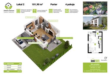 Rzut - Dom na sprzedaż 4 pokoje o powierzchni 101,9 m² - numer 02 w Zielone Zacisze