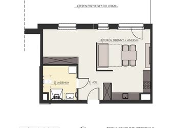 Rzut - Mieszkanie na sprzedaż 2 pokoje o powierzchni 48,74 m² - numer 4 w Osiedle Platinum III