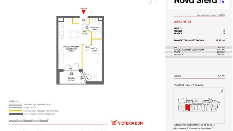 Rzut - Mieszkanie na sprzedaż 2 pokoje o powierzchni 38,18 m² - numer 28 w Miasteczko Nova Sfera 4