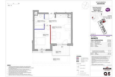 Rzut - Mieszkanie na sprzedaż 2 pokoje o powierzchni 37,65 m² - numer 15_D072 w Miasto Moje 8
