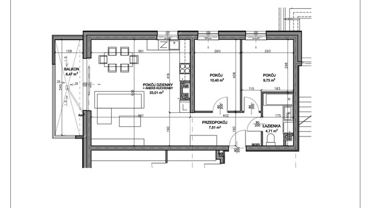 Rzut - Mieszkanie na sprzedaż 3 pokoje o powierzchni 65,56 m² - numer N.D.02.15 w Nobilis