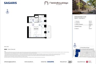 Rzut - Mieszkanie na sprzedaż 1 pokój o powierzchni 30,45 m² - numer M.19 w Niedziałkowskiego Park