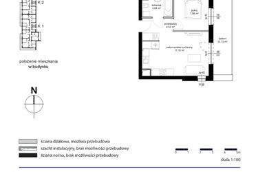 Rzut - Mieszkanie na sprzedaż 2 pokoje o powierzchni 33,64 m² - numer 65 w Kwarcowe Wzgórze - bud. 2