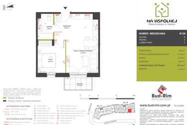 Rzut - Mieszkanie na sprzedaż 2 pokoje o powierzchni 42,13 m² - numer 120 w Na Wspólnej