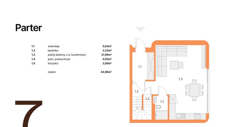 Rzut - Dom na sprzedaż 4 pokoje o powierzchni 90,72 m² - numer 7 w BIEGASA