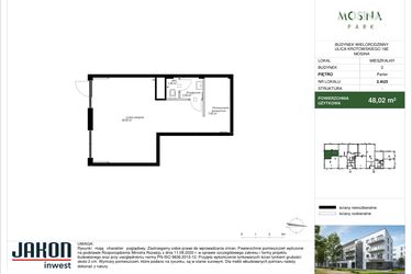 Rzut - Lokal użytkowy na sprzedaż 1 pokój o powierzchni 48,02 m² - numer 2.AU3 w Mosina Park