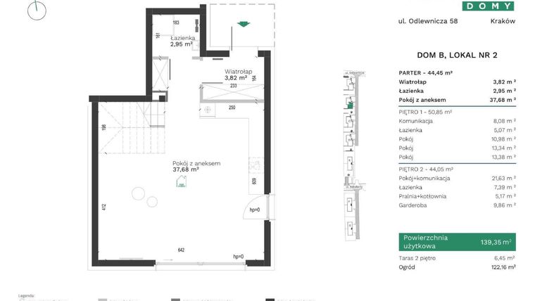 Rzut - Dom na sprzedaż 5 pokoi o powierzchni 139,35 m² - numer B2 w Destino Domy