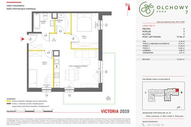 Rzut - Mieszkanie na sprzedaż 3 pokoje o powierzchni 57,77 m² - numer 77 w Olchowy Park VII