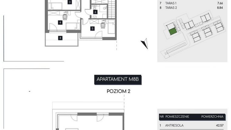 Rzut - Mieszkanie na sprzedaż 3 pokoje o powierzchni 153,02 m² - numer M8B w Rudava Park