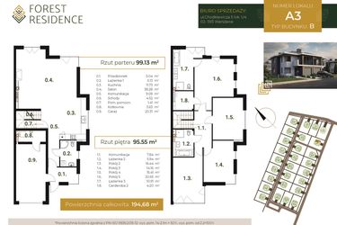 Rzut - Dom na sprzedaż 6 pokoi o powierzchni 193,73 m² - numer A.3 w Forest Residence II