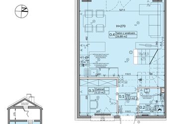 Rzut - Dom na sprzedaż 5 pokoi o powierzchni 72,7 m² - numer 23A w Osiedle Stokrotki etap 3