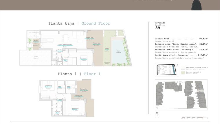 Rzut - Mieszkanie na sprzedaż 3 pokoje o powierzchni 90,43 m² - numer 0-4D-39 w Apartamenty w El Verger - 76383115