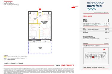 Rzut - Mieszkanie na sprzedaż 2 pokoje o powierzchni 41,17 m² - numer 54 w Miasteczko Nova Fala