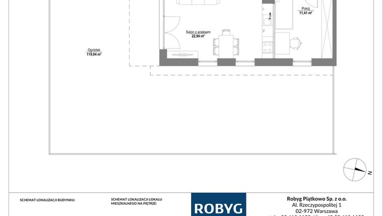 Rzut - Mieszkanie na sprzedaż 3 pokoje o powierzchni 62,18 m² - numer 0M01 w Piątkowo Residence