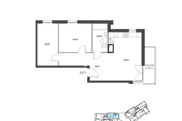 Rzut - Mieszkanie na sprzedaż 3 pokoje o powierzchni 63,03 m² - numer 29 w Wzgórze Krzemionki II