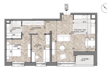 Rzut - Mieszkanie na sprzedaż 3 pokoje o powierzchni 67,22 m² - numer 10 w Apartamenty Czysta